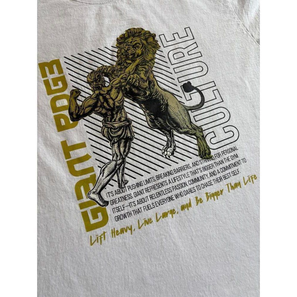 Shaka Wear GIANT PDG Lion Bodybuilder Graphic Tee White XL Heavyweight